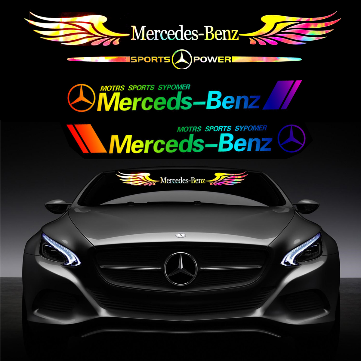 Car Windshield Stickers Laser Rainbow Waterproof Front Rear Window
