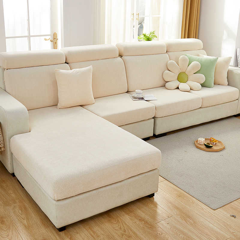 Chenille Sofa Seat Cover Livingroom L-Shaped Slipcover Anti-dust Furniture Protector Thick Stretch Couch Covers