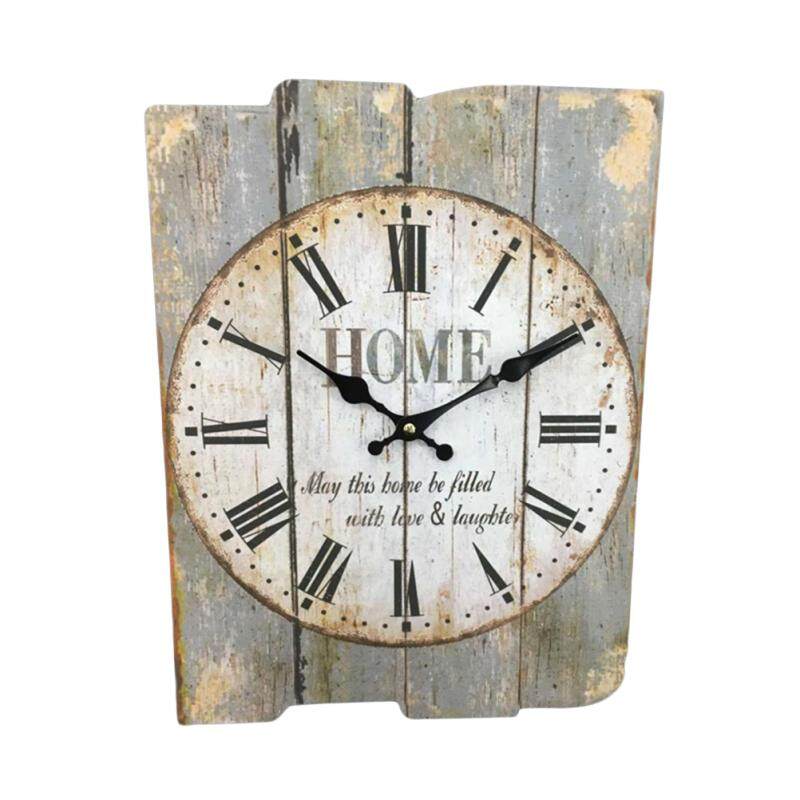 Square Rustic Wooden Clock Farmhouse Worn Decorative Roman Numeral Square Rustic Wooden Clock Farmhouse