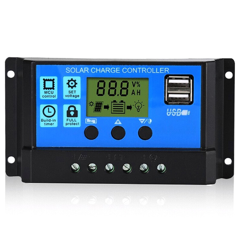 Solar pv charge controller 30a/20a/10a 12v 24v with lcd display battery charger