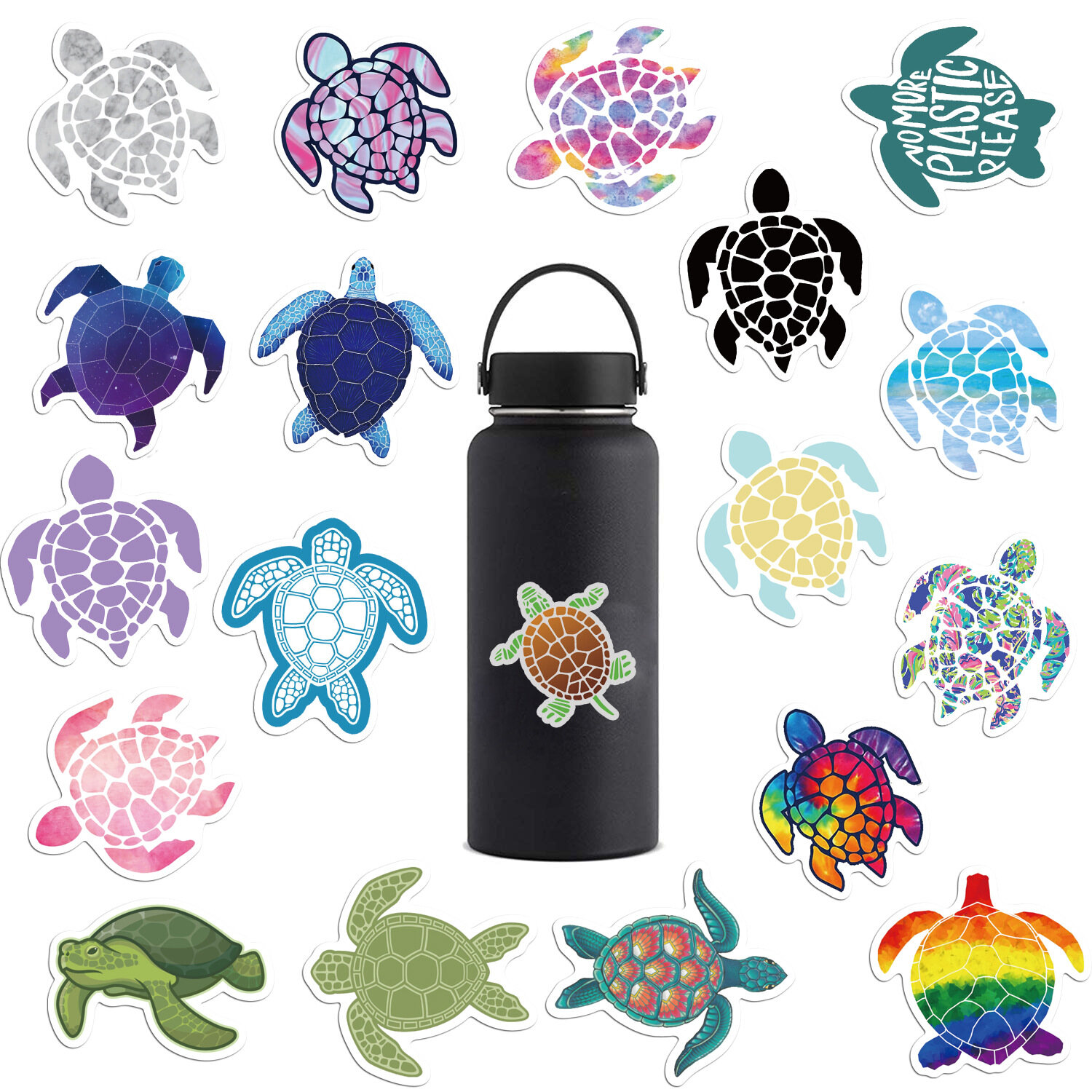 YESPERY 41 pcs colorful lovely sea turtle little turtle stickers for DIY portable luggage skateboard decal for bicycle