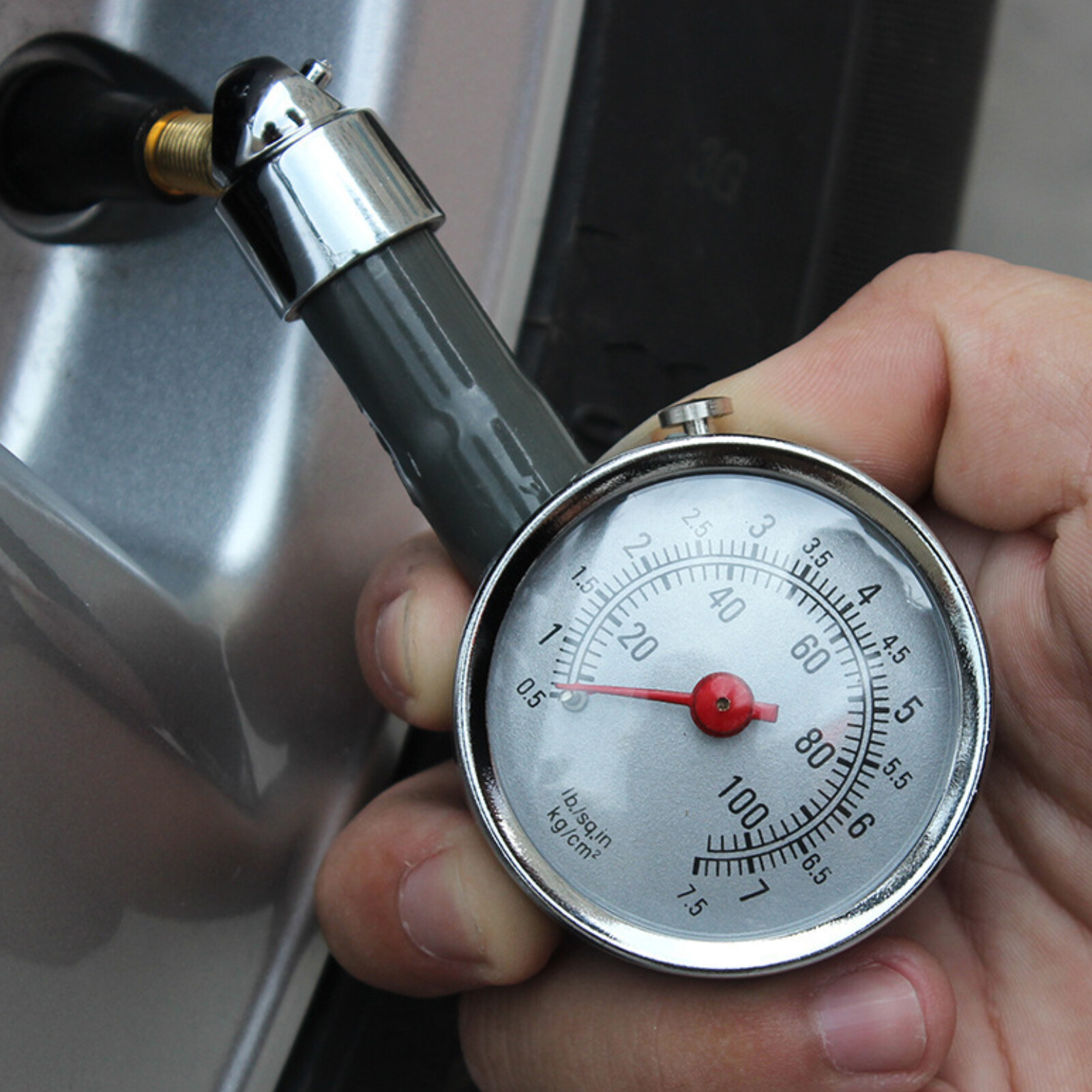 gucanou Stainless Steel Connector Zeroing Valve Premium Movement Sensitive Pointer Deflatable Tire Pressure Gauge 0-100PSI Car Truck Tyre Air Pressure Meter Automotive Tool Tire Pressure Gauge