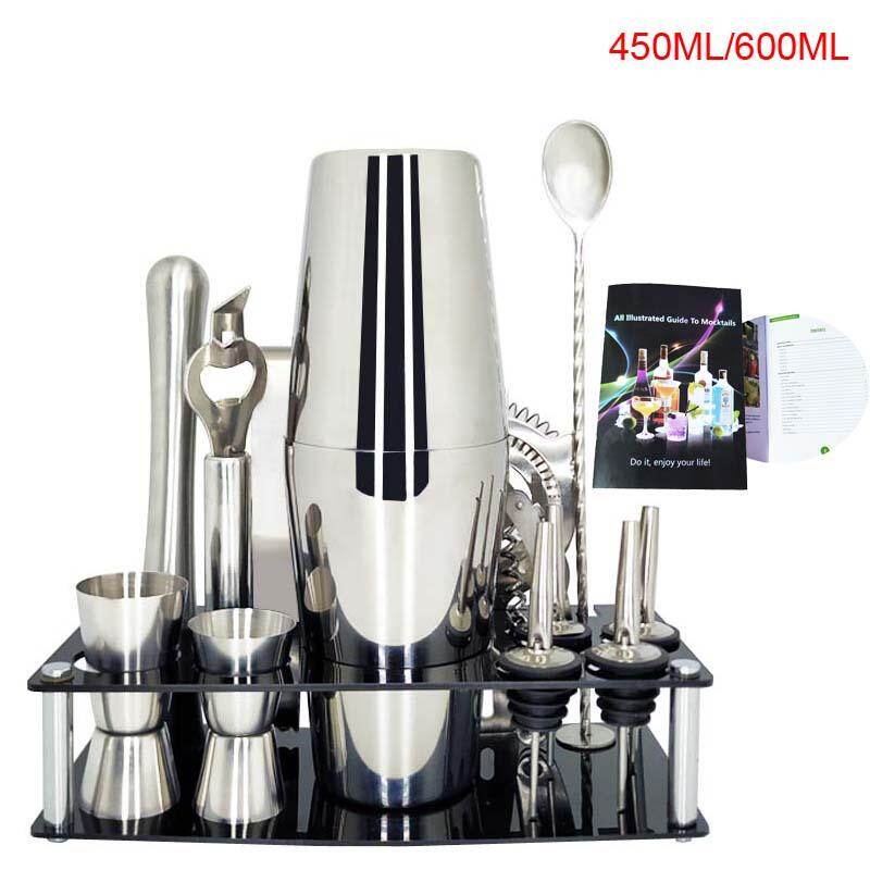 Areyoucan 750 600 450ml Boston Cocktail Shaker Set Stainless Bar Cocktail Shaker Boston Set With Wine Stand And Cocktail Recipe Lazada Singapore