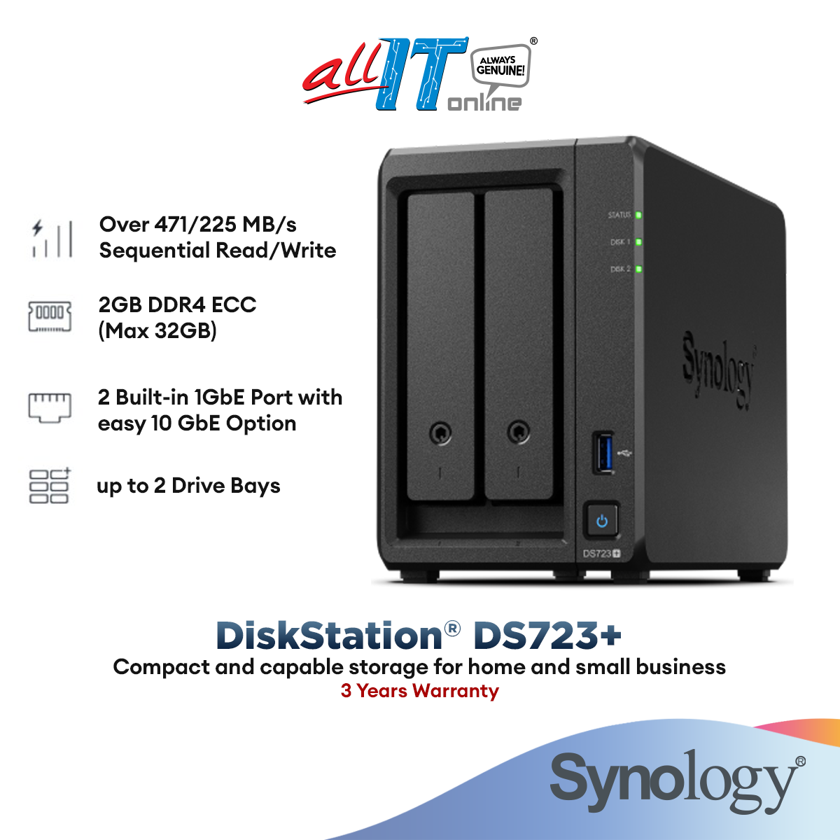 Synology DS923+ / DS723+ / DS1522+ NAS DiskStation 4-Bays Home Cloud ...