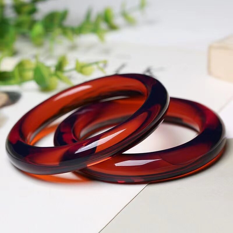 Blood Amber Bracelet Old Honey Wax Amber Bracelet Red Blood Pearl Bracelet Round Bangle