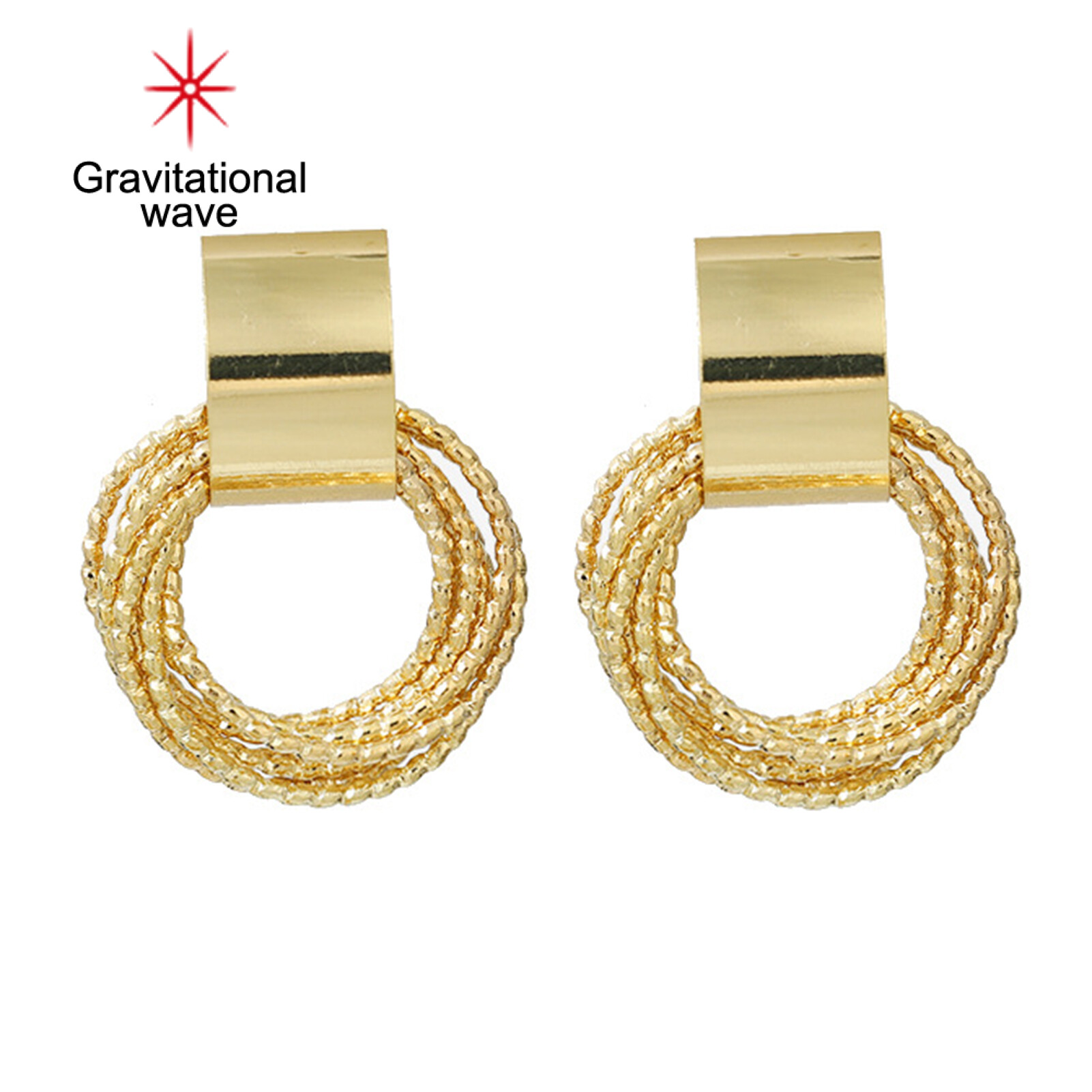 Gravitational wave 1 Pair Exquisite Women Multilayer Circle Golden Ear Stud Earring Jewelry Accessory