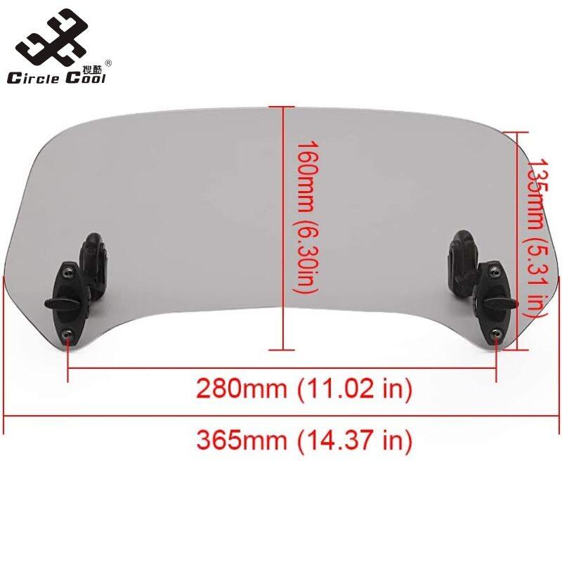 Circle Cool 1 Set Motorcycle Windshield Extension Adjustable Spoiler Universal Clamp-on Windscreen Deflector Parts