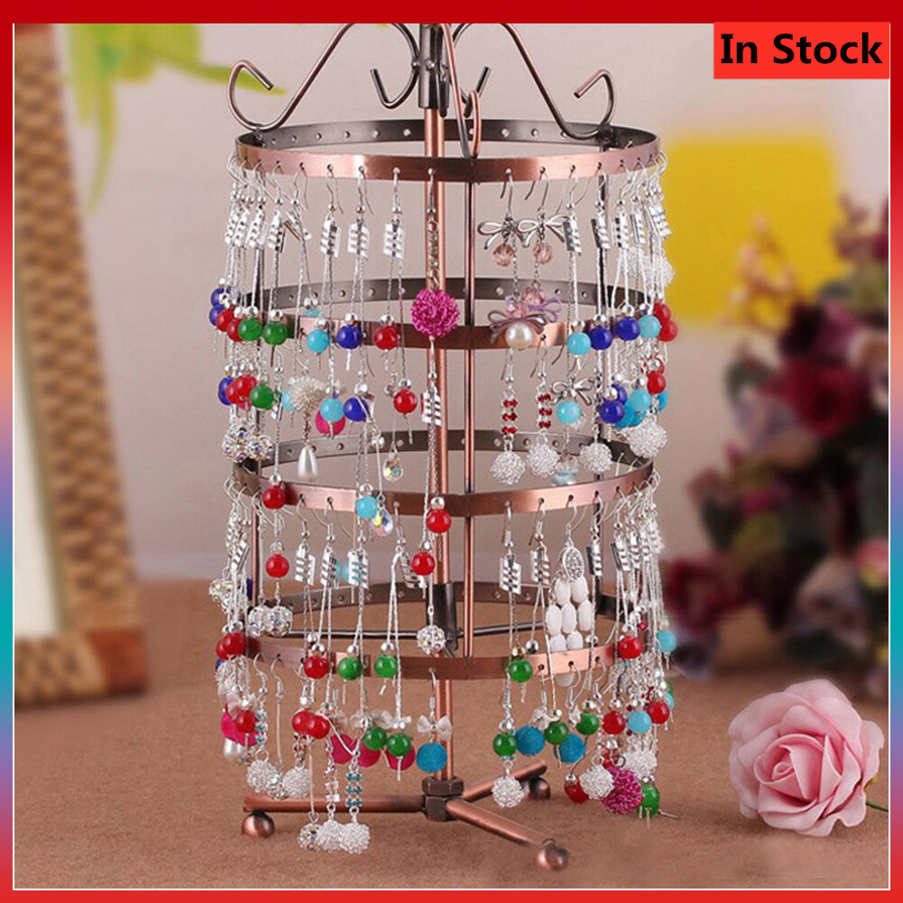 Round Rotating Earring Rack Metal Display Jewelry Rack Earrings Receiving Rack 3/4 Layer Rotating Round Earrings Jewelry Display Rack Stand Display Holder