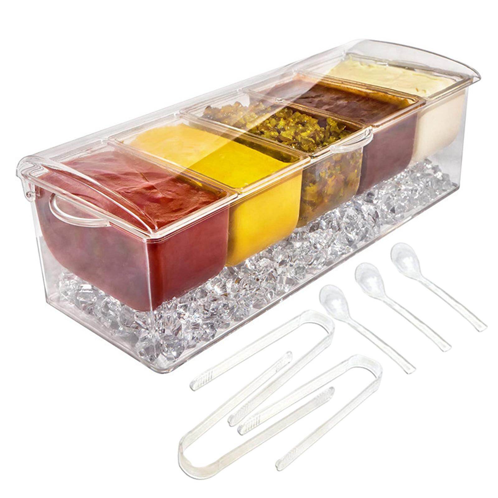 Wander Cloudly Chilled Serving Tray Acrylic Appetizer Serving Tray Serving Platter Dish Container Kitchen Clear Chilled Condiment Server for Shrimp Fruits