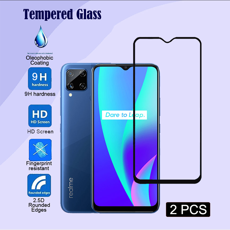 For realme C11/C11 2021/C12/C15/C30/C30s/C35/C20/C21/C21Y/C25/C25s/C25Y/Narzo 20/30A/50A/50i/50A Prime/50i Prime Screen Protector [2 Pieces] 9H Hardness Tempered Glass Anti-scratch Anti-drop Anti-fingerprint Full Cover Protection