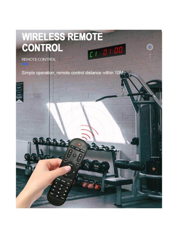 Large Screen Gym Timer 1.5Inch Digits Count Down/Up Timer Box Cycle Interval Clock Stopwatch for Gym Fitness Training