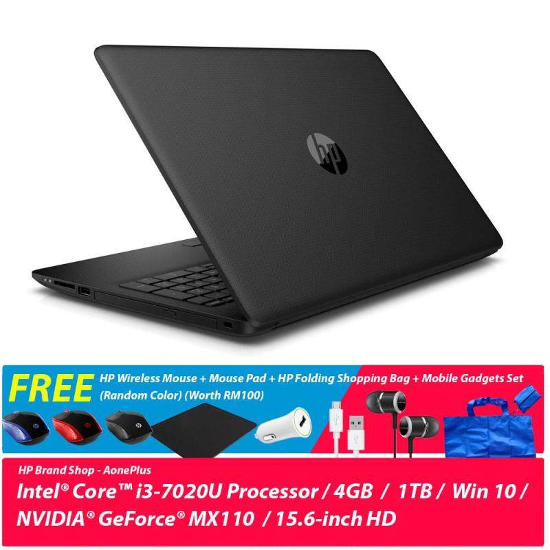 HP 15-da0005TX Notebook 4HG20PA Jet Black /i3-7020U/4GB/1TB/Win10/MX110 2GB+Free HP Wireless Mouse + Mouse Pad + HP Folding Shopping Bag + Mobile Gadgets Set (Random Color) (Worth RM100) Malaysia