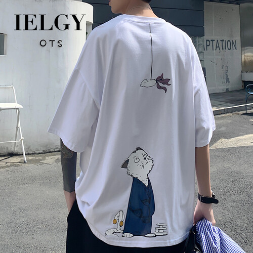 IELGY summer fashion brand short-sleeved T-shirt fashion brand five-point half-sleeved t-shirt Hong Kong style loose trend all-match clothes men