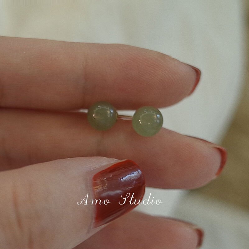 Bông Tai Ngọc Bích Hetian Tự Nhiên Đơn Giản Đẹp Cho Nữ