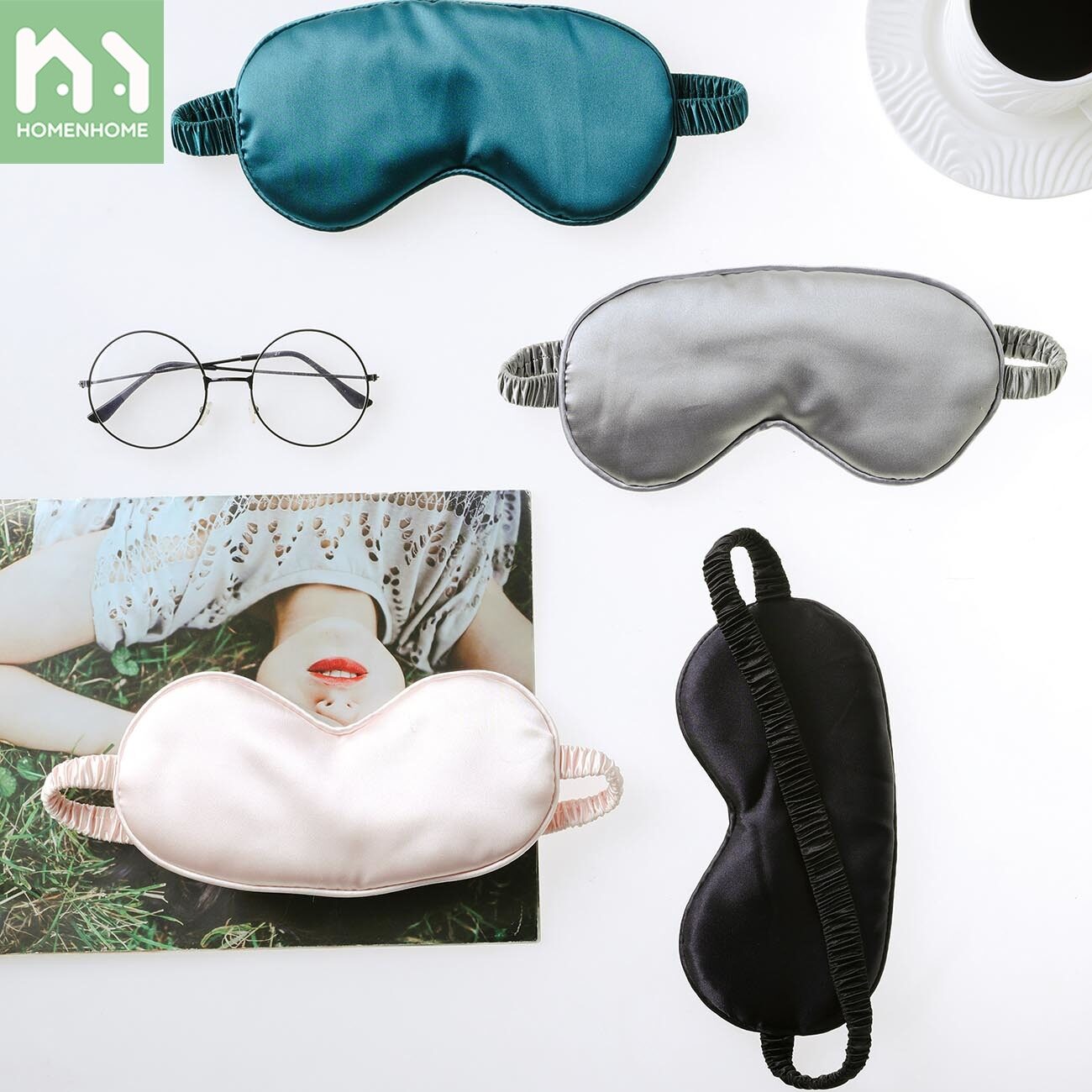 Homenhome Breathable Blackout Eye Shield Simulation Silk Sleep Eye Patch Blindfold