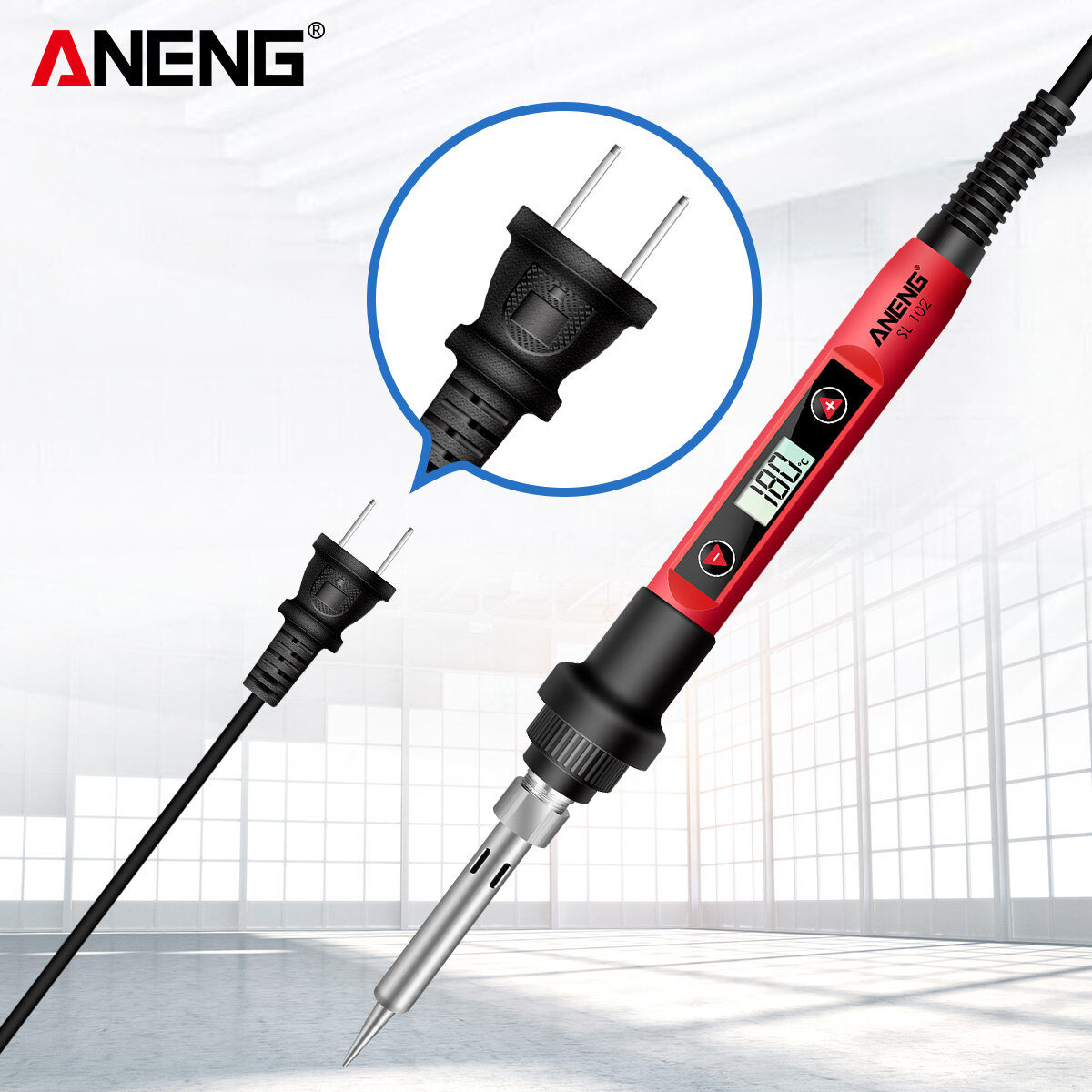 ANENG Mini Electric Soldering Iron with LCD Digital Display Intelligent Soldering Iron Kit for Electronic Components Repair EU Plug