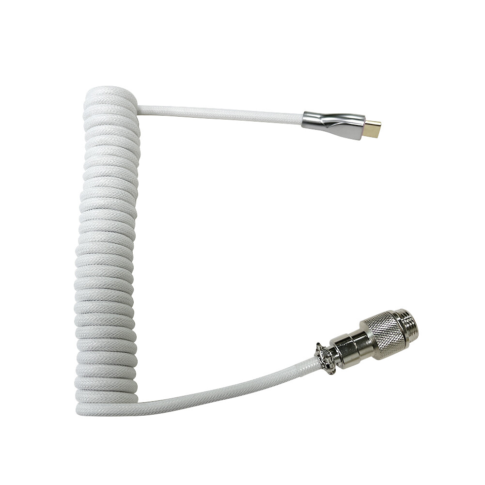 Professional Coiled Type-C USB Wire for Mechanical Keyboard Aviator Connector Spiral Paracord