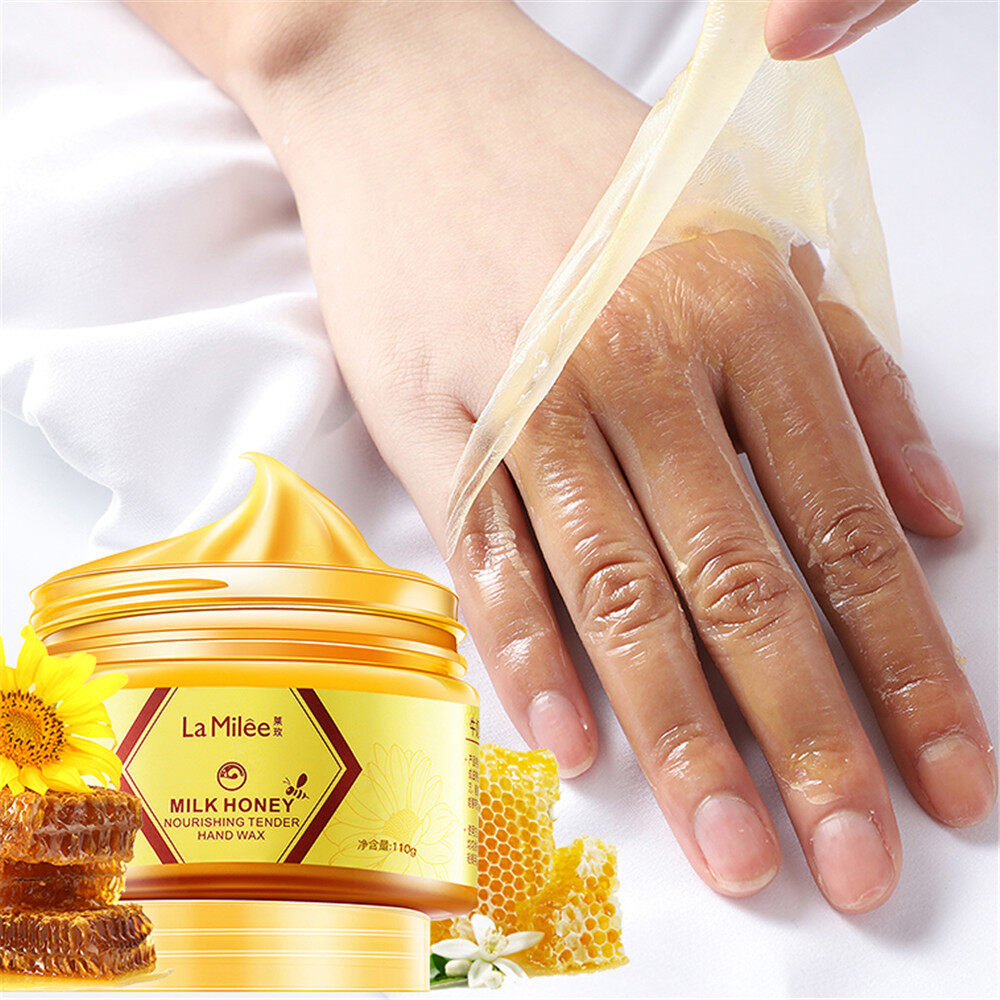 LAMILEE Milk Honey Nourishing Tender Hand Wax Milk Honey Hand Mask Hand Wax Moisturizing Whitening Skin Care Exfoliating Calluses Hand Film Hands Care Cream 110g