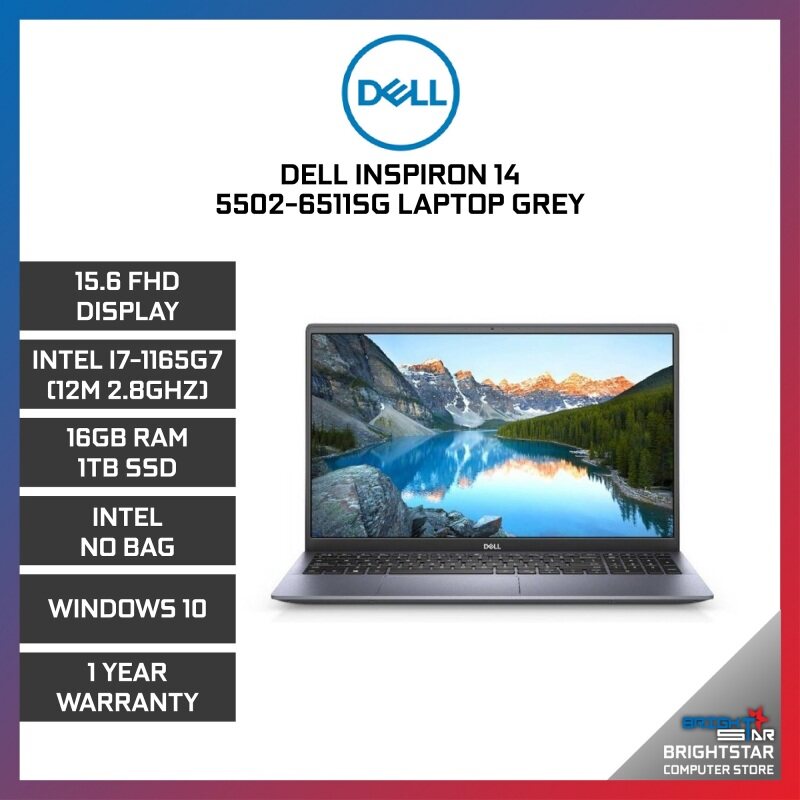DELL INSPIRON 14 5502-6511SG LAPTOP GREY 15.6 FHD / INTEL I7-1165G7 / 16GB / 1TB SSD / INTEL / 1 YEAR WARRANTY Malaysia