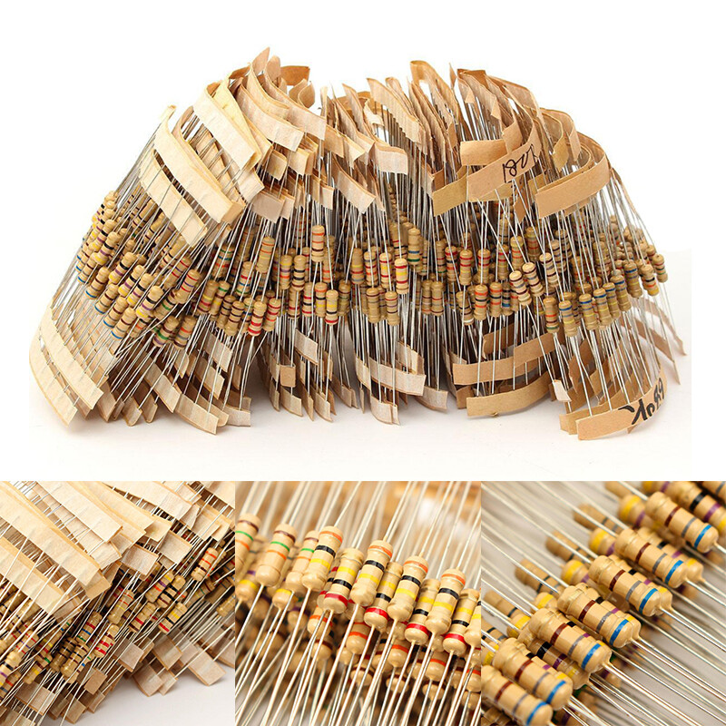 BOKALI 1000pcs 1/2W 100 Values Assorted Carbon Film Resistors Assortment Kit 1Ω~10MΩ