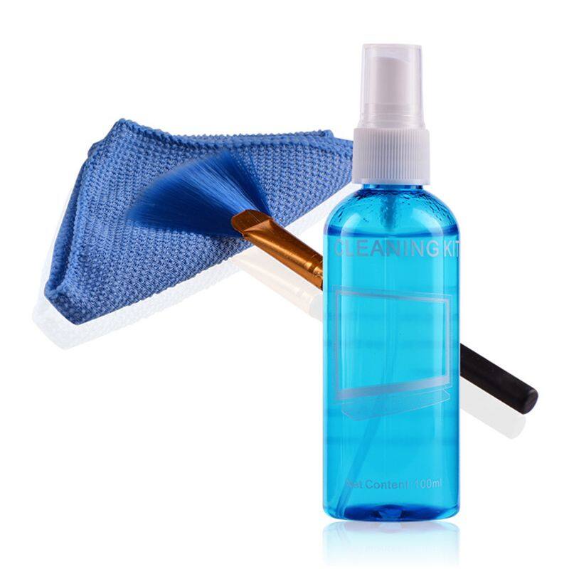 3 Pcs/Set Screen Cleaner Solution for Laptop/Phone/ iPad/Eyeglass Cleaner Includes Spray + Brush + Cleaning Cloth