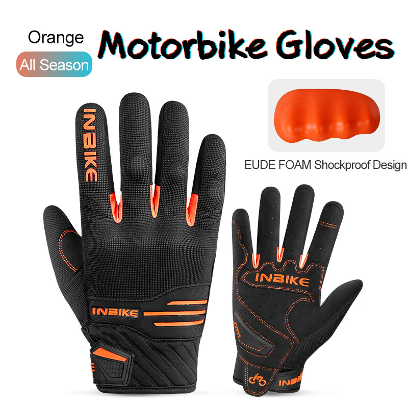 orange motorbike gloves