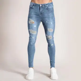 distressed jean joggers