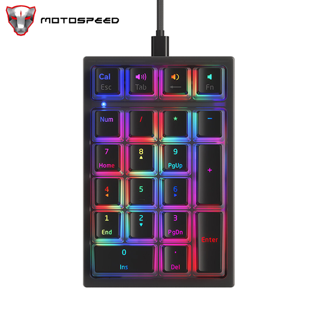 Motospeed K10 21 Keys Wired Mechanical Numeric Keyboard RGB Backlight Effect Mechanical Yellow Switches Pudding Keycaps