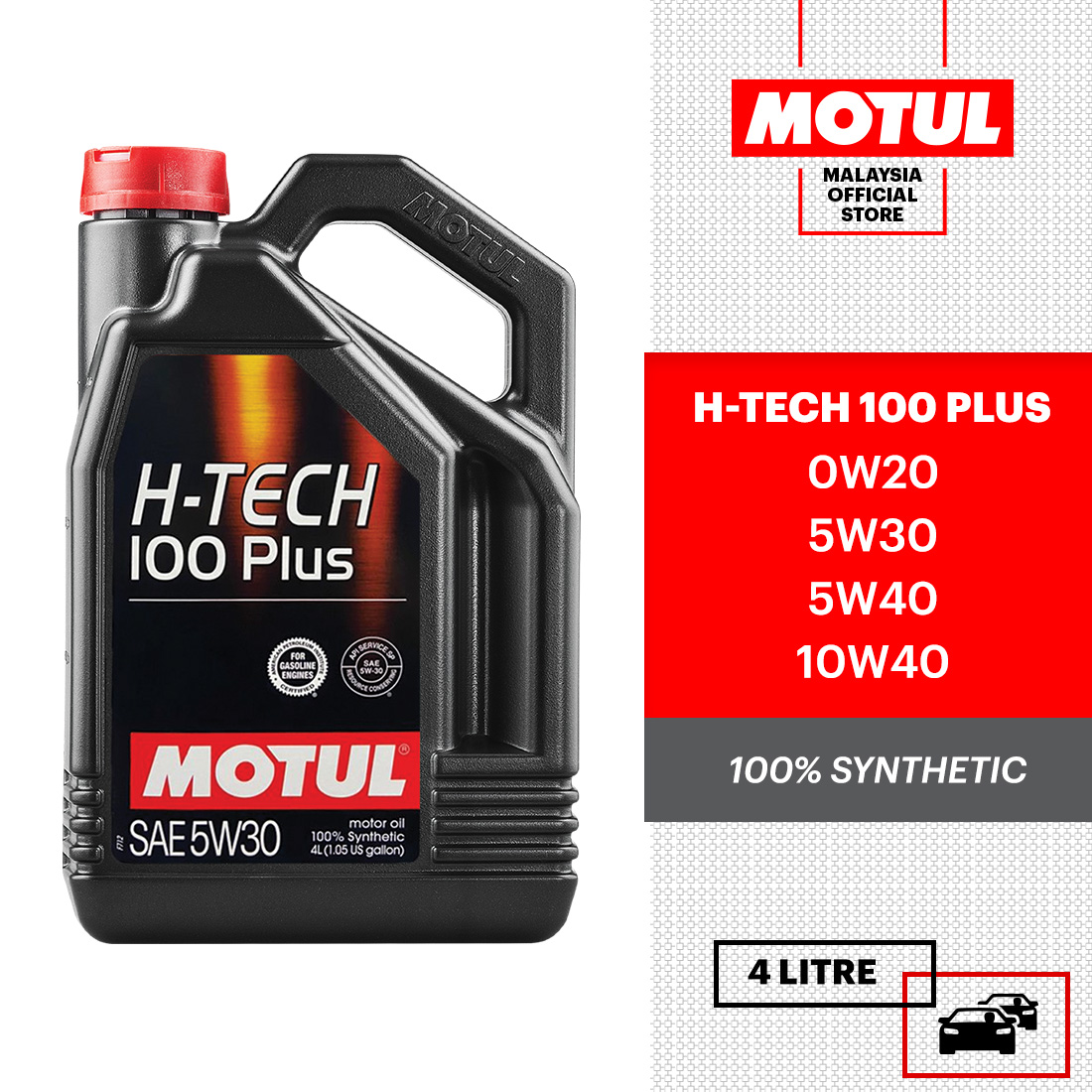 MOTUL H-TECH 100 PLUS 0W20 4L 100% Synthetic SP Engine Oil High