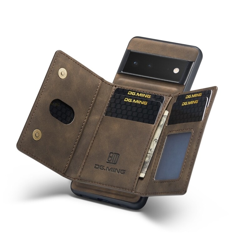 【xPhone Store】 For Google Pixel 6 Pro DG.MING M2 Series 3-Fold Multi Card Bag Back Cover Leather Phone Case