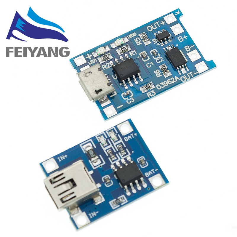 Type-c/Micro/Mini USB 5V 1A 18650 TP4056 Lithium Battery Charger Module Charging Board With Protection Dual Functions 1A Li-ion