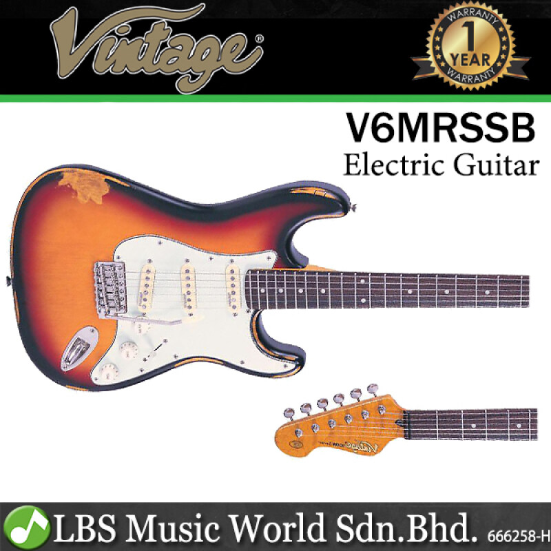 Vintage V6MRSSB Icon Series Eastern Poplar Body HSS Pickup Electric Guitar Distressed Sunburst (V6 MRSSB) Malaysia