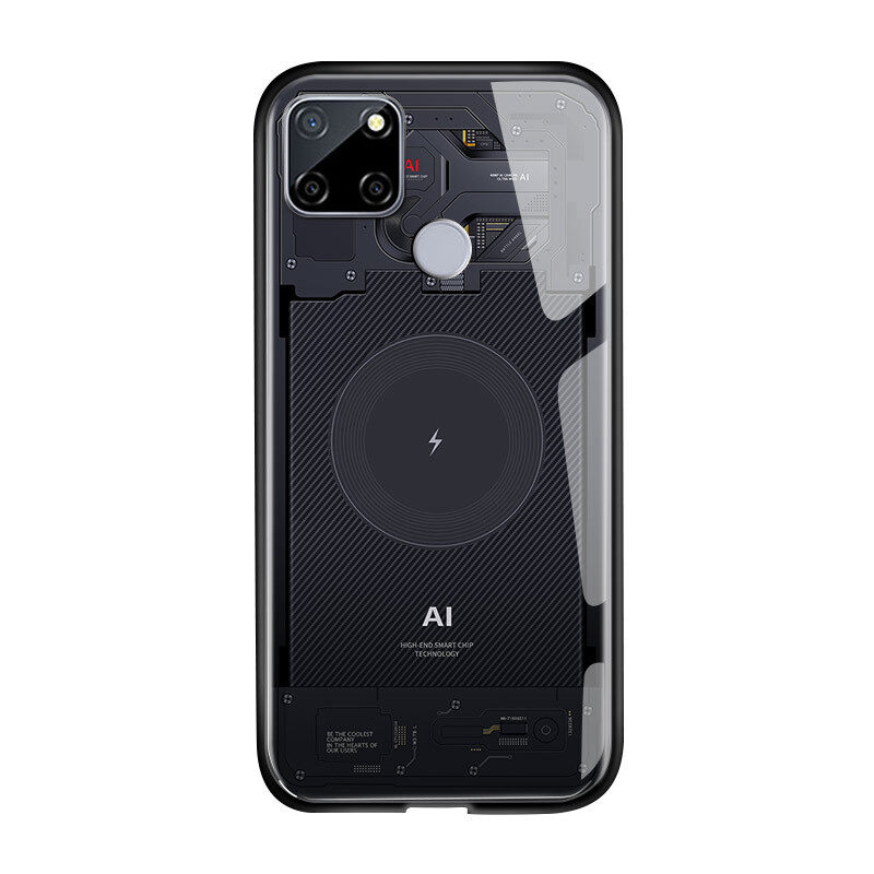 Hontinga Casing Case For Realme Narzo 30A Case Technology Circuit Board Explorer Exploration Theme Version Phone Case Tempered Glass Back Cover Casing Hard Case For Boys For Men