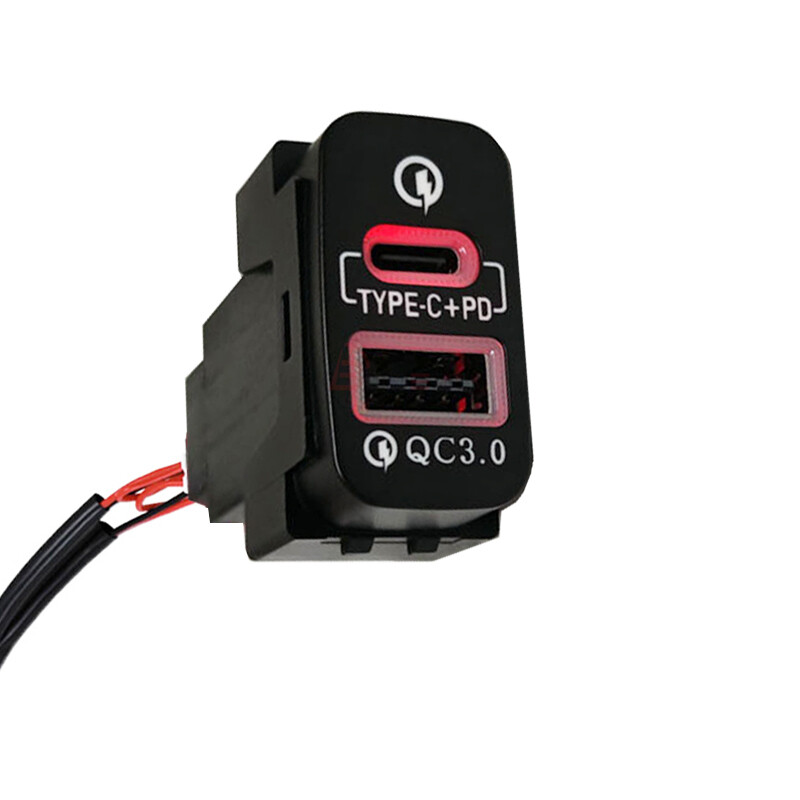 1pc red light car quick charger type-c pd usb interface socket for mitsubishi outlander lancer ex pajero sport asx v73 v93 v97