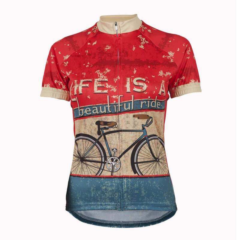 2021 popular styles for promotion Life Is A Beautiful Ride Women Short Sleeve Cycling Jersey Bicycle Road Bike Riding Shirt