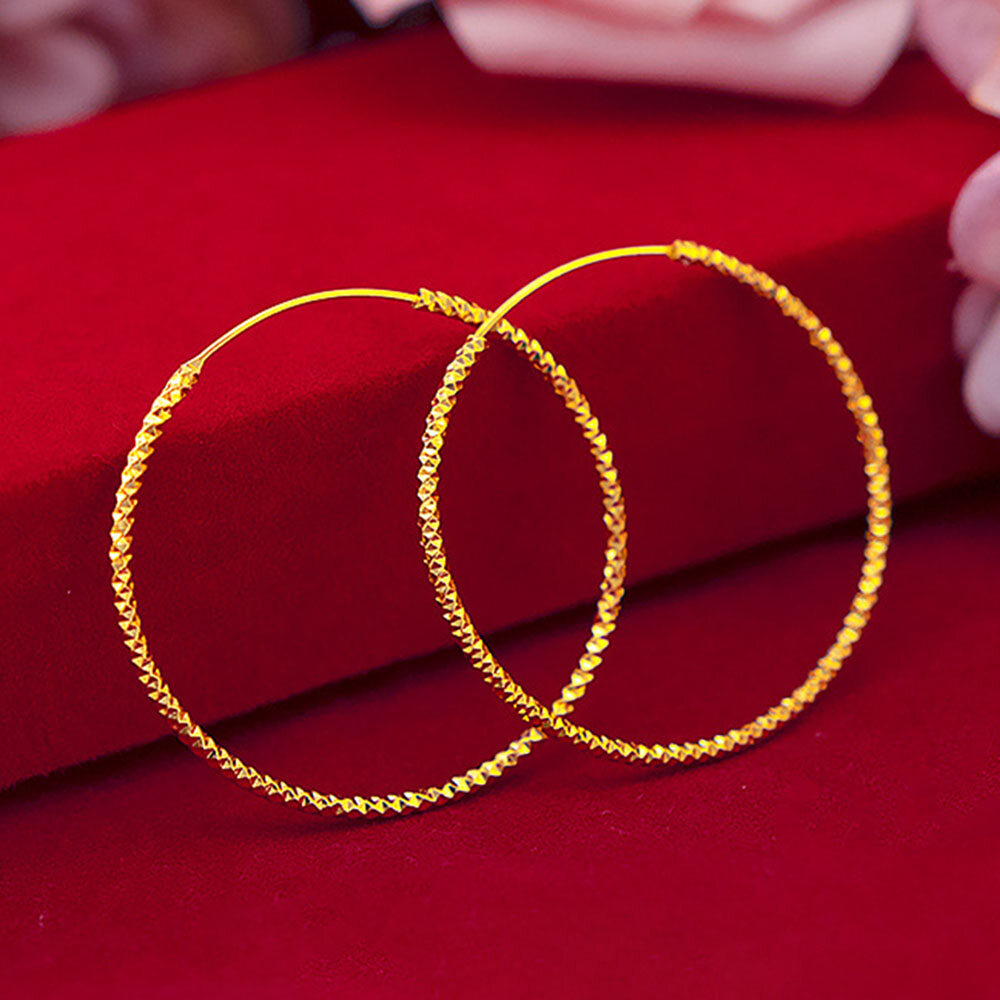 【Ready Stock】Large Circle Hoop Earrings for Women Gilded Fashion Retro