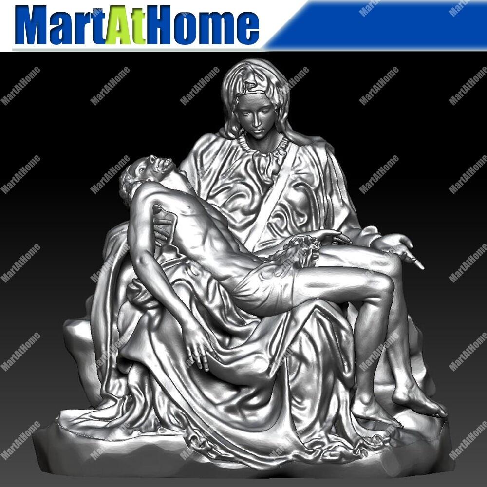 Statue Of Pieta 3d Model Stl File Round Carving Drawing For Cnc Router ...