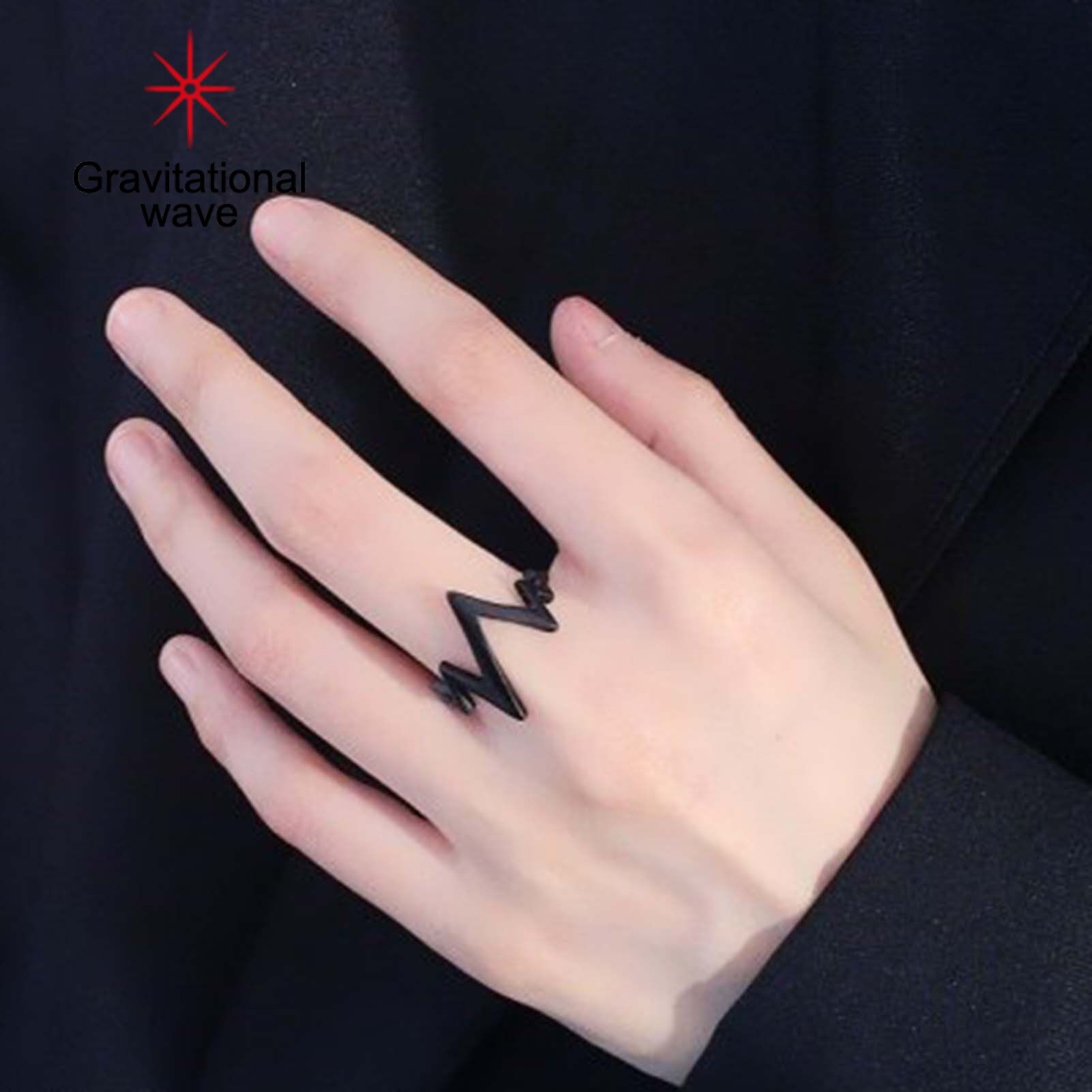 Gravitational wave ECG Shaped Ring American Street Style Decorative Men Women Fashionable Alloy Ring for Party