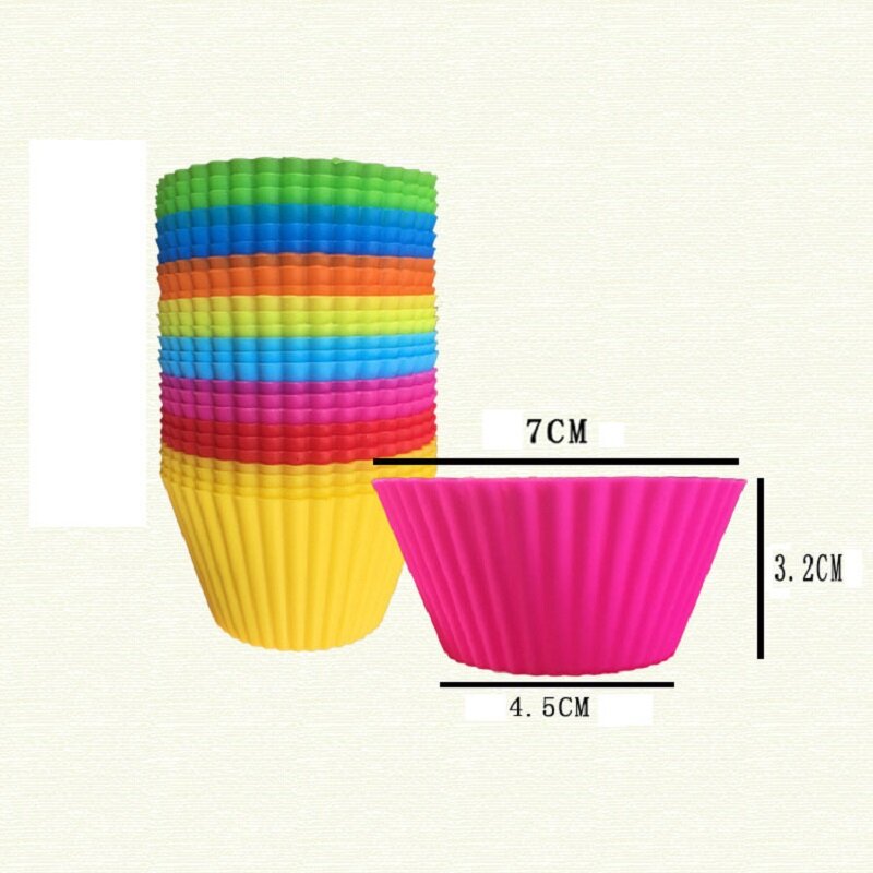 Houseeker 12 Cái Khuôn Lót Bánh Cupcake Bằng Silicon Muffin, Cốc Bánh Nhà Bếp Dụng Cụ Nướng Bánh Dụng Cụ Làm Bánh, 7Cm