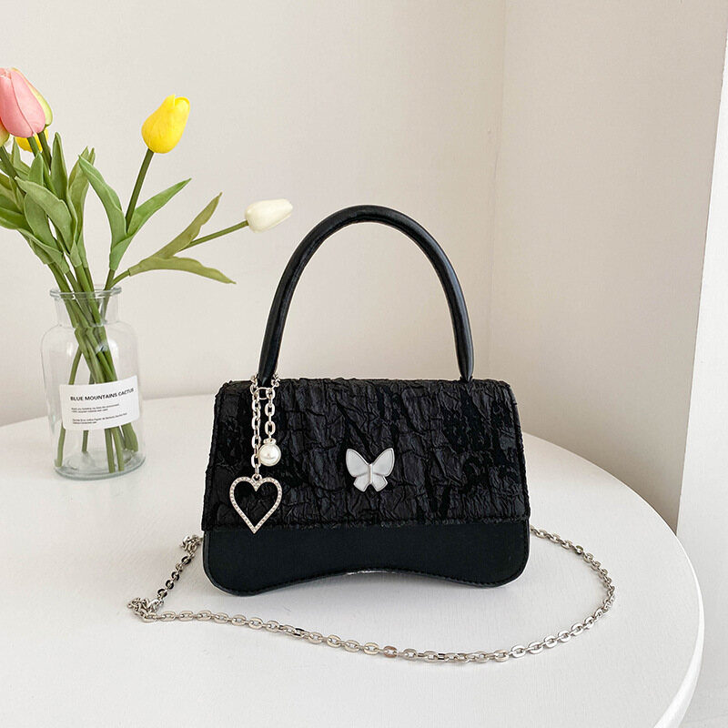 ELACCENT ⚡ Girly Nơ Hình Trái Tim Quai Xách Túi Xách Túi Đeo Chéo Đeo Vai