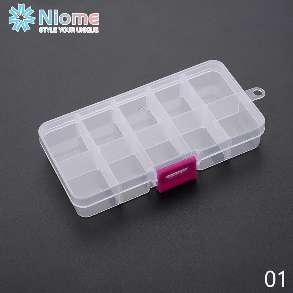 Niome 10 Grid Baffle Removable Plastic Storage Case DIY Jewelry Pendants Earrings Rings Organizer Box