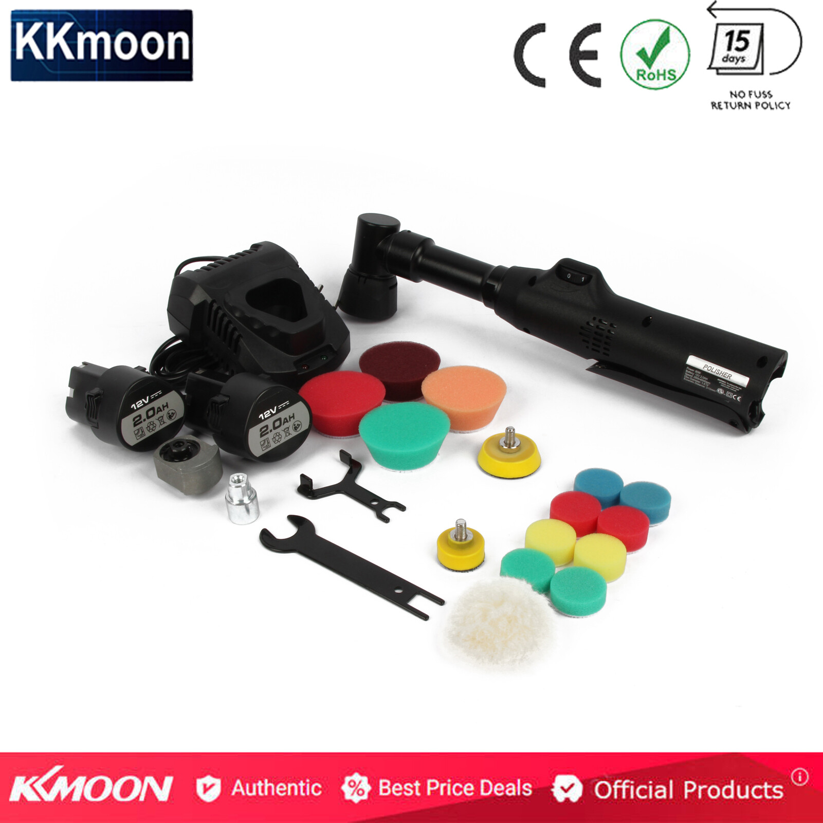 KKmoon Portable Car Polishing Machine Mini Electric Auto Polisher Handheld Rechargeable Car Polishing and Waxing Machine Kit