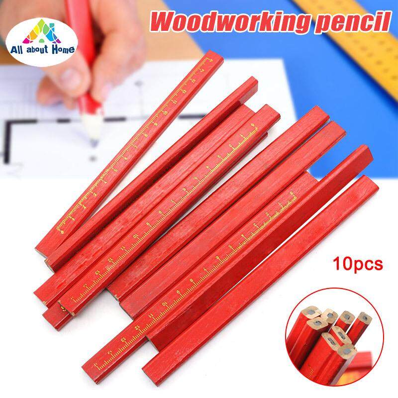 10 Pcs Set Tukang Kayu Oblateness Pensil Lebih Berani Pembangun Skala Memimpin dengan Diy