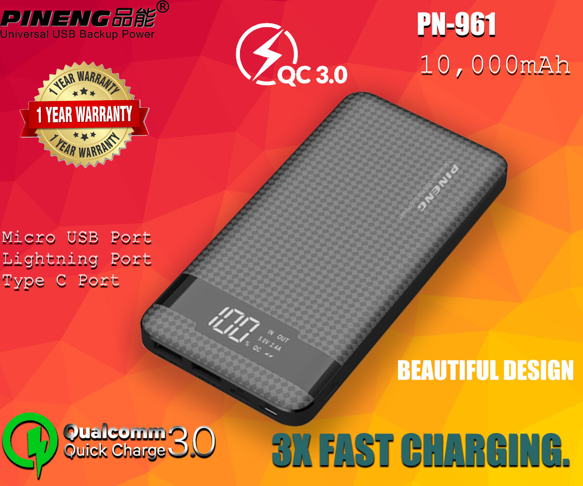 Pn 961 100 Original Pineng Pn 961 Qualcomm Quick Charge 3 0 Power Bank 10000mah Pn 961 Qualcomm 3 0 Pineng Pn 961 10000mah Quick Charge 3 0 Ultra Slim Quick Charging Micro Usb Lightning Type C Input