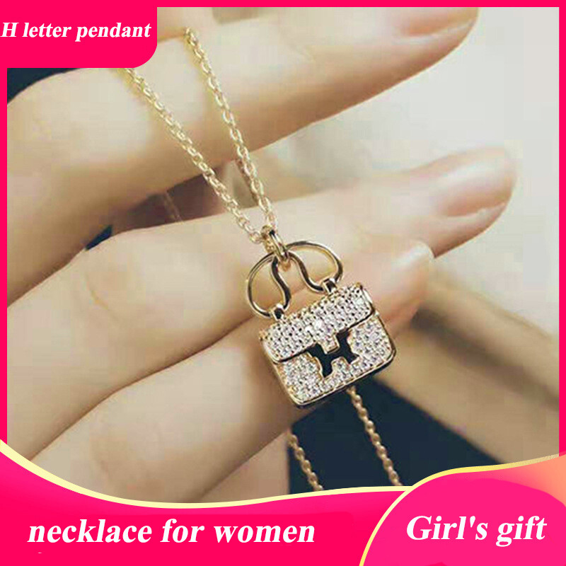 Yuki's Classic titanium steel jewelry bag H letter pendant gold and necklace for women clavicle chain gift valentine wedding gift