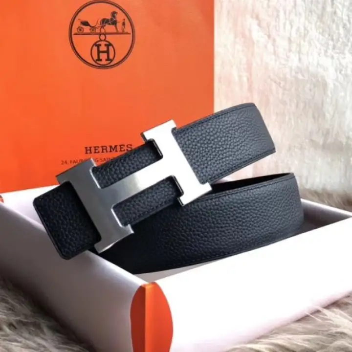 hermes black leather belt