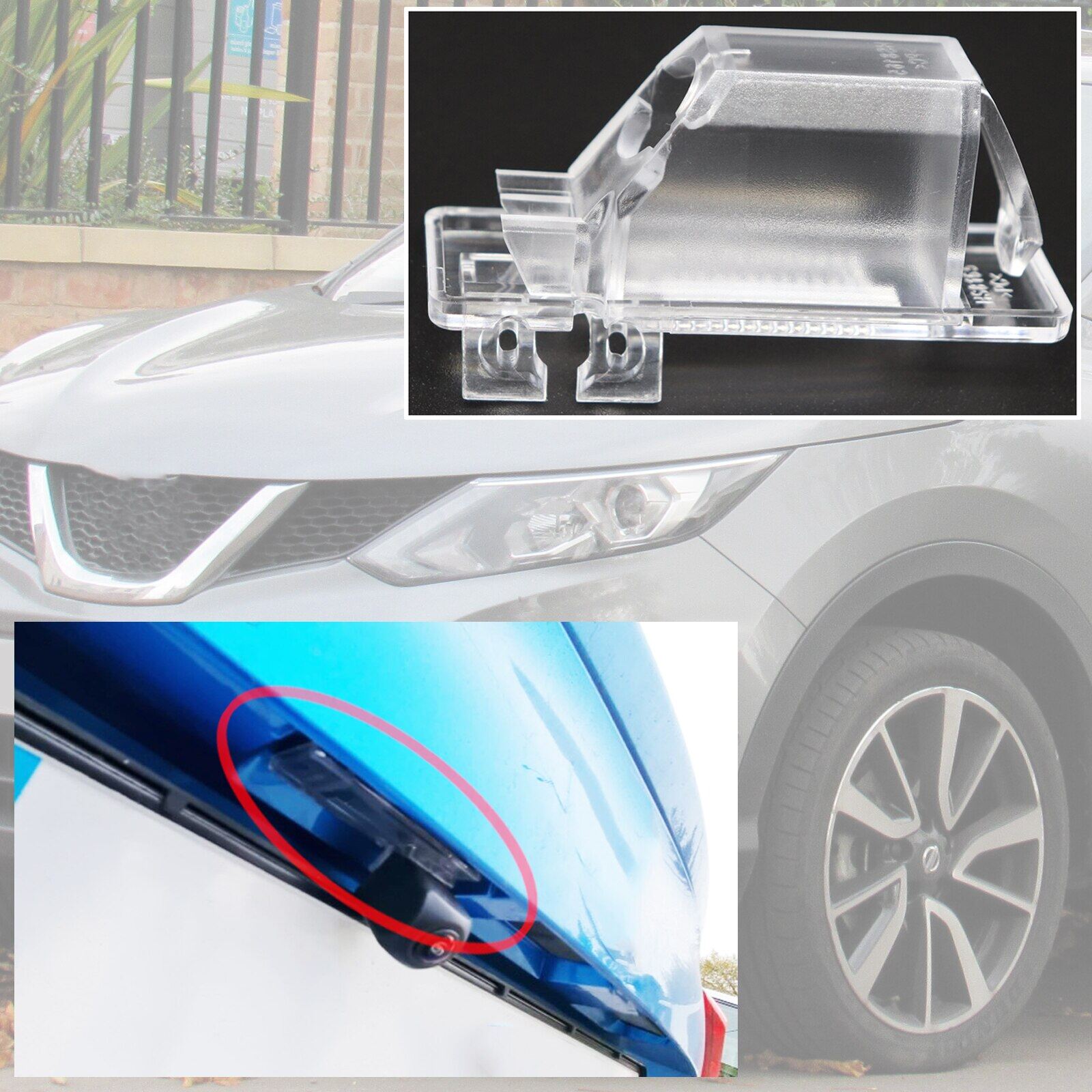For nissan qashqai j11 j10 dualis rogue sport 2007 - 2018 car rear view camera installation bracket housing case license plate