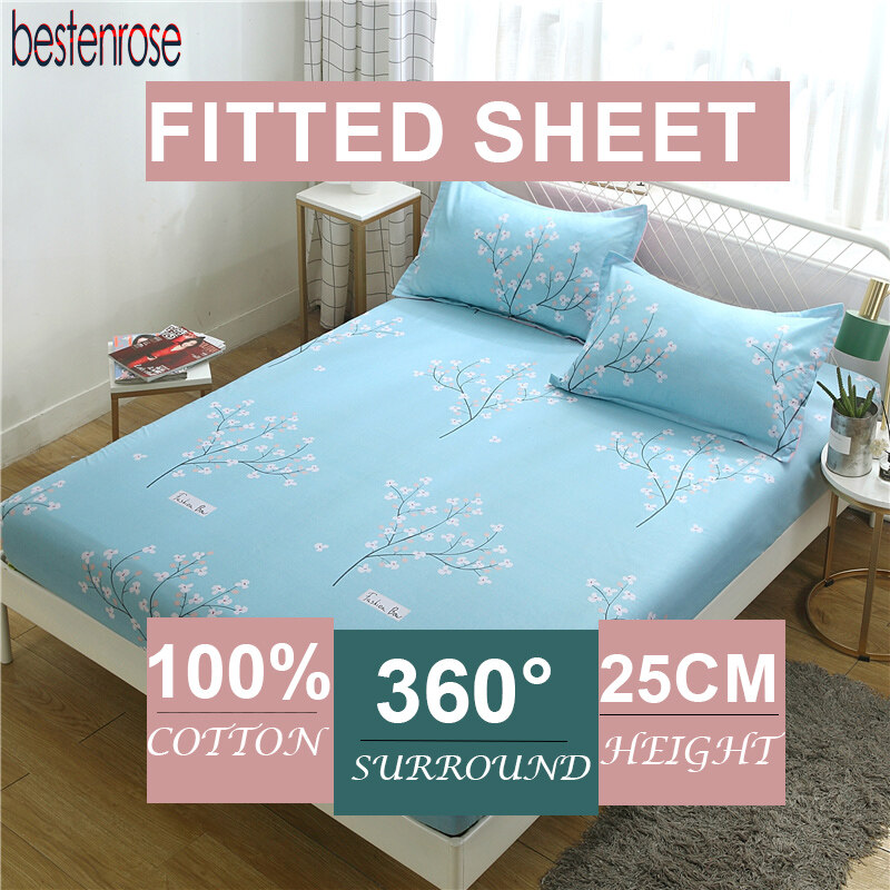 Bestenrose 3 In 1 Fitted Sheet Bedsheet, Twin Bed Sheet Size Cm