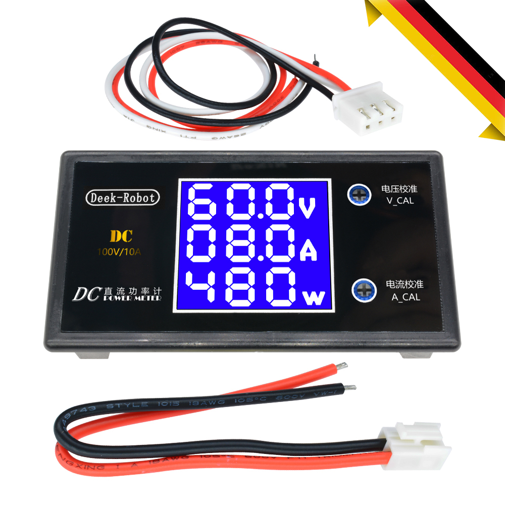 Original Aideepen DC 100V 10A 1000W Digital LCD Display Voltmeter Wattmeter Current Power Tester