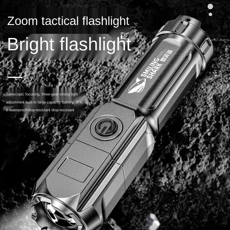 Ultra Bright Flashlight Tactical Torch USB Rechargeable Zoomable Flash Light Outdoor Camping Hiking Fishing Multi-function Torch